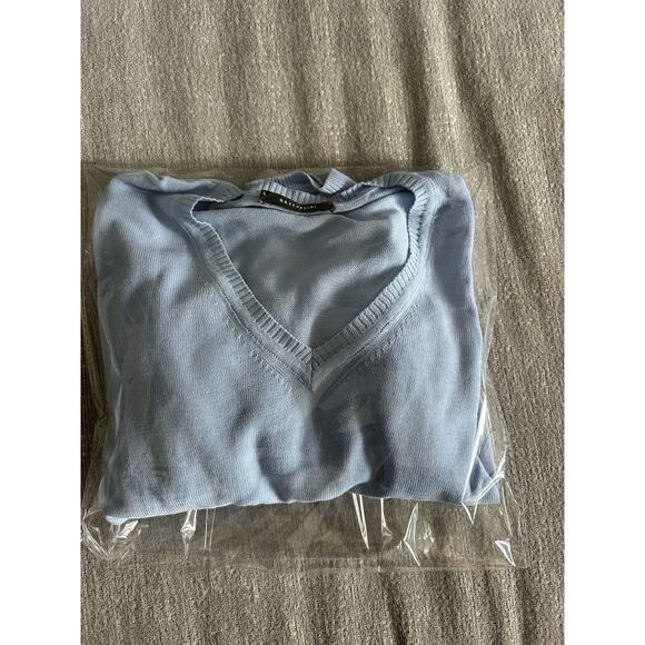 Made In Italy Cotton Extra Fine Blue Sweater L Preppy Coastal Old Money Summer - Picture 13 of 13